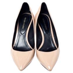 Pre Owned Nicholas Kirkwood Beige Patent Leather Pointed Toe Pumps Size 37