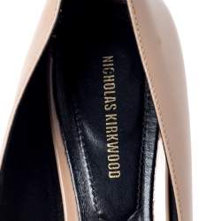 Pre Owned Nicholas Kirkwood Beige Patent Leather Pointed Toe Pumps Size 37