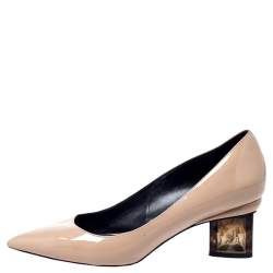 Pre Owned Nicholas Kirkwood Beige Patent Leather Pointed Toe Pumps Size 37
