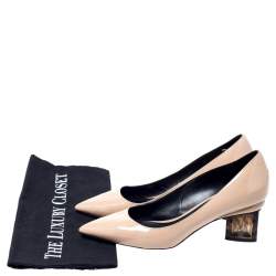 Pre Owned Nicholas Kirkwood Beige Patent Leather Pointed Toe Pumps Size 37