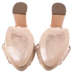 Nicholas Kirkwood Beige Suede Pearl Embellished Platform Open Toe Sandals Size 37.5