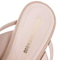 Nicholas Kirkwood Beige Suede Pearl Embellished Platform Open Toe Sandals Size 37.5