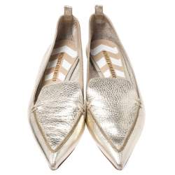 Pre Owned Nicholas Kirkwood Metallic Gold Leather Beya Loafers Size 36
