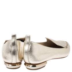 Pre Owned Nicholas Kirkwood Metallic Gold Leather Beya Loafers Size 36