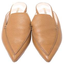 Nicholas Kirkwood Tan Leather Beya Pointed Toe Mules Size 36.5