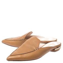 Nicholas Kirkwood Tan Leather Beya Pointed Toe Mules Size 36.5