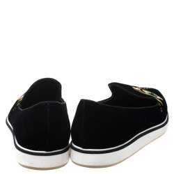 Pre Owned Nicholas Kirkwood Black Velvet Eye Motif Iris Loafers Size 38