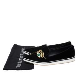 Pre Owned Nicholas Kirkwood Black Velvet Eye Motif Iris Loafers Size 38