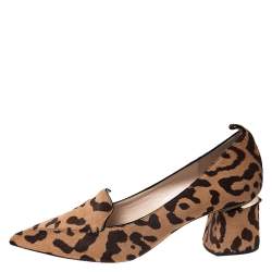 Pre Owned Nicholas Kirkwood Brown Leopard Print Pony Hair Beya Pointed Toe Pumps Size 39.5