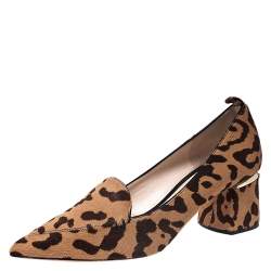 Pre Owned Nicholas Kirkwood Brown Leopard Print Pony Hair Beya Pointed Toe Pumps Size 39.5
