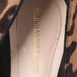 Pre Owned Nicholas Kirkwood Brown Leopard Print Pony Hair Beya Pointed Toe Pumps Size 39.5