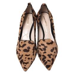 Pre Owned Nicholas Kirkwood Brown Leopard Print Pony Hair Beya Pointed Toe Pumps Size 39.5