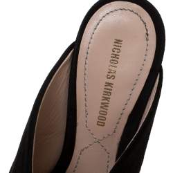 Nicholas Kirkwood Black Suede Veronika Pointed Toe Mules Size 36