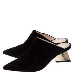Nicholas Kirkwood Black Suede Veronika Pointed Toe Mules Size 36