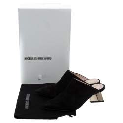 Nicholas Kirkwood Black Suede Veronika Pointed Toe Mules Size 36