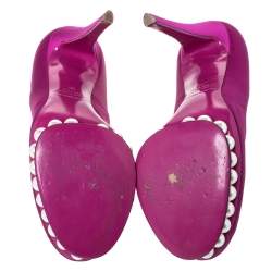 Pre Owned Nicholas Kirkwood Magenta Satin Casati Faux Pearl Platform Pumps Size 39