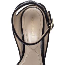 Pre Owned Nicholas Kirkwood Black Sequin Embellished Fabric Casati Pearl Ankle Strap Sandals Size 37.5