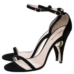 Pre Owned Nicholas Kirkwood Black Suede Penelope Pearl Ankle Strap Sandals Size 39.5