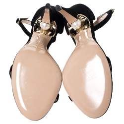 Pre Owned Nicholas Kirkwood Black Suede Penelope Pearl Ankle Strap Sandals Size 39.5