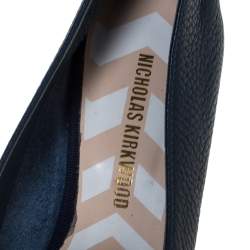 Pre Owned Nicholas Kirkwood Blue Leather Beya Pointed Toe Loafers Size 37.5