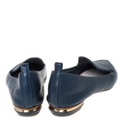 Pre Owned Nicholas Kirkwood Blue Leather Beya Pointed Toe Loafers Size 37.5