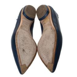 Pre Owned Nicholas Kirkwood Blue Leather Beya Pointed Toe Loafers Size 37.5