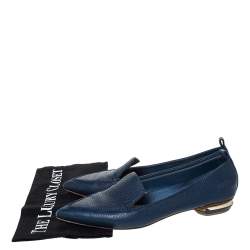 Pre Owned Nicholas Kirkwood Blue Leather Beya Pointed Toe Loafers Size 37.5
