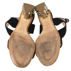 Nicholas Kirkwood Black Suede Studded Block Heel Sandals Size 37.5