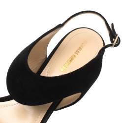 Nicholas Kirkwood Black Suede Studded Block Heel Sandals Size 37.5