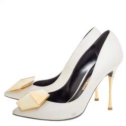 مملوكة مسبقًا حذاء كعب عالي نيكولاس كيركوود  جلد أبيض بمقدمة مدببة مقاس 36