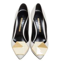 مملوكة مسبقًا حذاء كعب عالي نيكولاس كيركوود  جلد أبيض بمقدمة مدببة مقاس 36