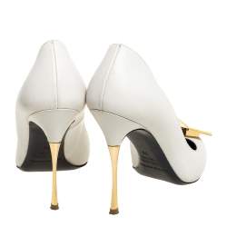 مملوكة مسبقًا حذاء كعب عالي نيكولاس كيركوود  جلد أبيض بمقدمة مدببة مقاس 36