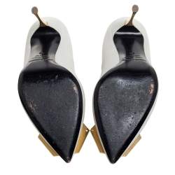 مملوكة مسبقًا حذاء كعب عالي نيكولاس كيركوود  جلد أبيض بمقدمة مدببة مقاس 36