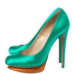 Nicholas Kirkwood Green Satin Platform Pumps Size 41