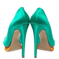 Nicholas Kirkwood Green Satin Platform Pumps Size 41