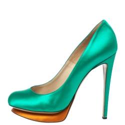 Nicholas Kirkwood Green Satin Platform Pumps Size 41