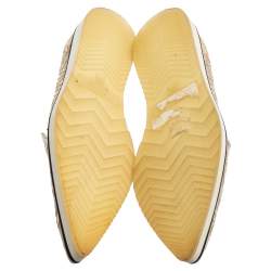 Pre Owned Nicholas Kirkwood Gold Laser Cut Mesh and Leather Alona Pointed Toe Loafers Size 37.5