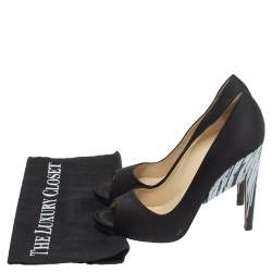 Nicholas Kirkwood Black/White Satin Peep Toe Pumps Size 39