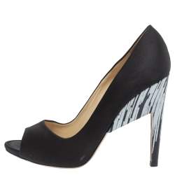 Nicholas Kirkwood Black/White Satin Peep Toe Pumps Size 39