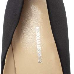 Nicholas Kirkwood Black/White Satin Peep Toe Pumps Size 39