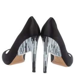 Nicholas Kirkwood Black/White Satin Peep Toe Pumps Size 39