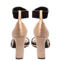 Nicholas Kirkwood Black/Beige Satin And Suede Crystal Embellished Ankle Strap Sandals Size 37