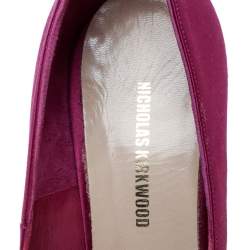 Pre Owned Nicholas Kirkwood Fuchsia Satin Faux Pearl Embellished Platform Pumps Size 36