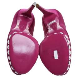 Pre Owned Nicholas Kirkwood Fuchsia Satin Faux Pearl Embellished Platform Pumps Size 36