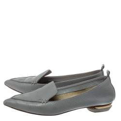 Pre Owned Nicholas Kirkwood Grey Leather Botalatto Flat Loafers Size 35.5