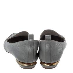 Pre Owned Nicholas Kirkwood Grey Leather Botalatto Flat Loafers Size 35.5