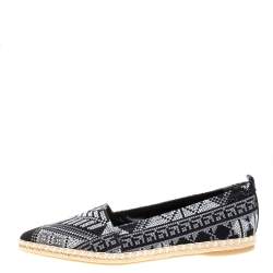 Nicholas Kirkwood Monochrome Embroidered Fabric Mexican Pointed Toe Espadrilles Size 40