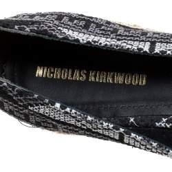Nicholas Kirkwood Monochrome Embroidered Fabric Mexican Pointed Toe Espadrilles Size 40