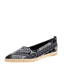 Nicholas Kirkwood Monochrome Embroidered Fabric Mexican Pointed Toe Espadrilles Size 40