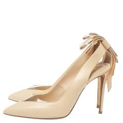 Pre Owned Nicholas Kirkwood Cream Leather And PVC Origami Bow Pointed Toe Pumps Size 39